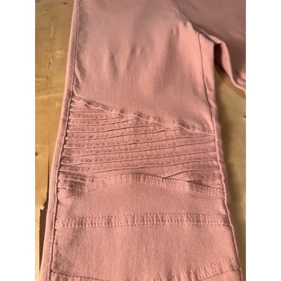 Moto Jeggings Distressed Ribbed Knee Detail Zipper Ankle Pale PinkMedium - Picture 2 of 7